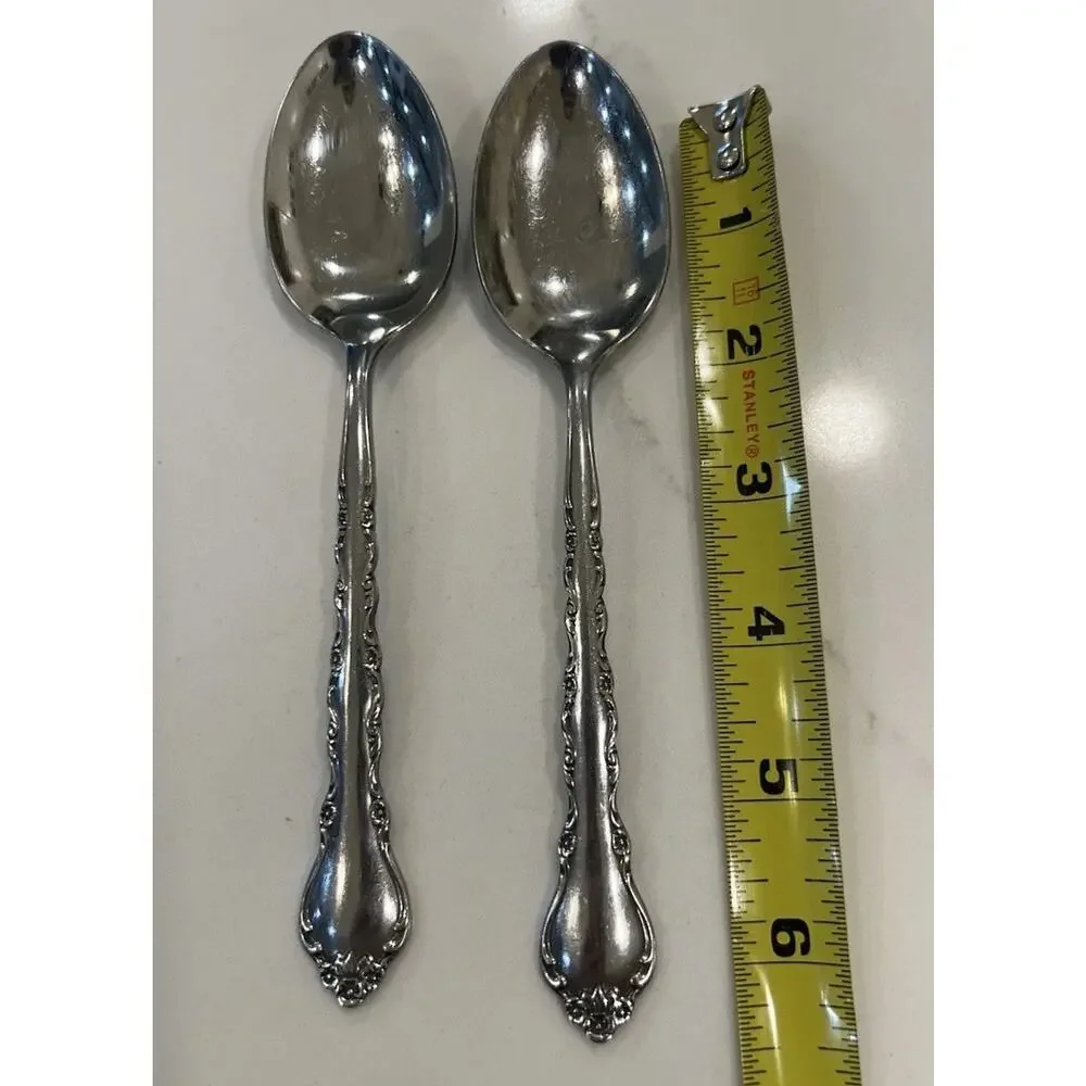 Vtg‎ International GIGI Stainless 1972 Deluxe Flatware Lot of 2 Dessert Spoons